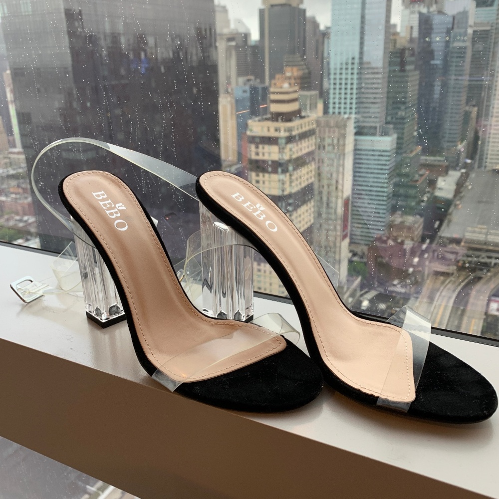 Bebo Clear Ankle Strap Heels | New | Size 9